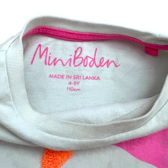 Mini Boden Pink Flamingo Appliqué Flamboyance Facts Short Sleeve Shirt Size 4-5Y - Picture 3 of 5